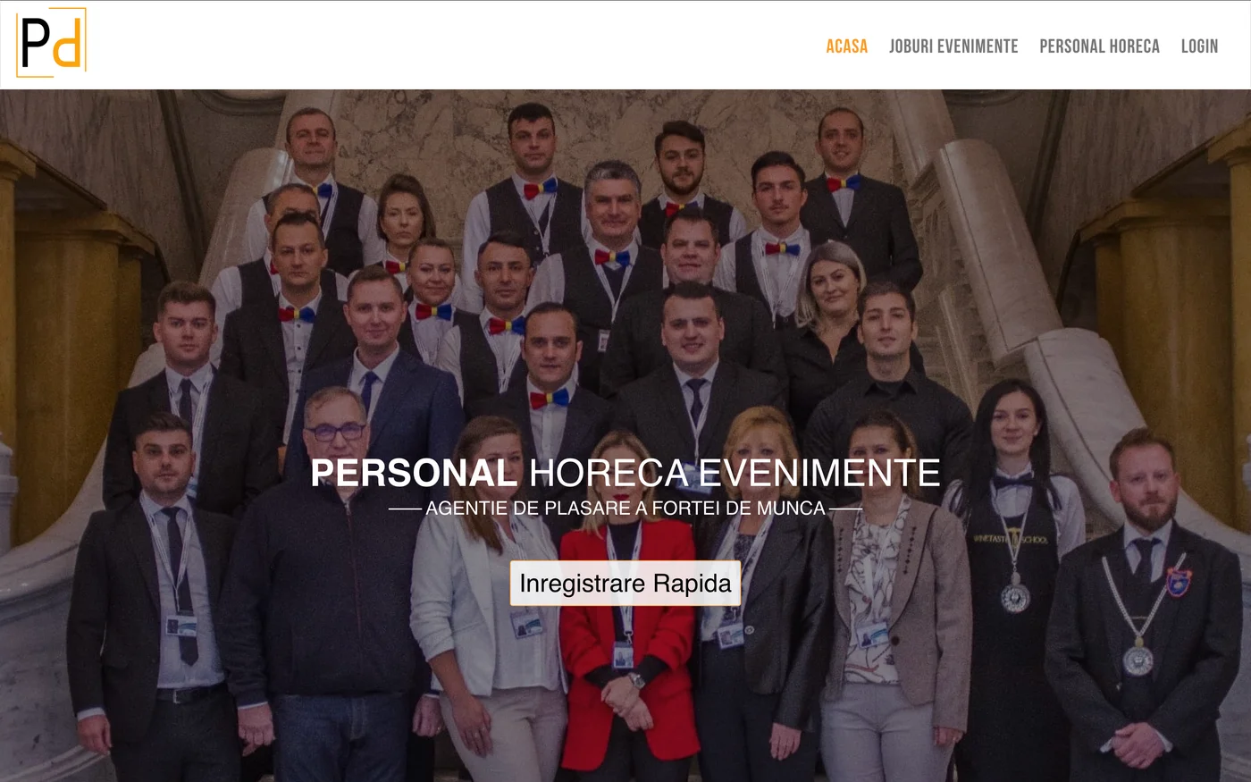 Screenshot: Personal HoReCa Events — Web platform